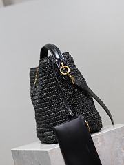 YSL LE 37 Woven Raffia Black Leather Bag 20x25x16cm - 4