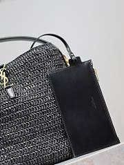 YSL LE 37 Woven Raffia Black Leather Bag 20x25x16cm - 6