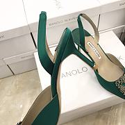 Manolo Blahnik Hangisi Slingback Pumps Green Heel 7cm - 5