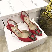 Manolo Blahnik Hangisi Slingback Pumps Red Heel 7cm - 1