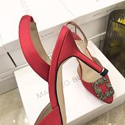 Manolo Blahnik Hangisi Slingback Pumps Red Heel 7cm - 5