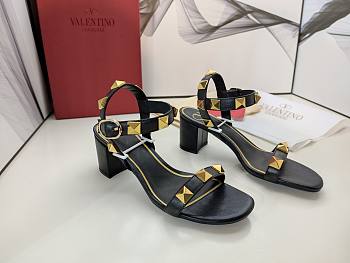 Valentino Garavani Roman Stud Heel Sandals Black 6cm