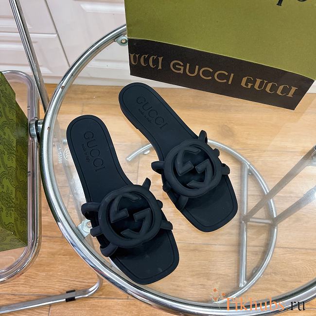 Gucci Rubber Black Slides - 1