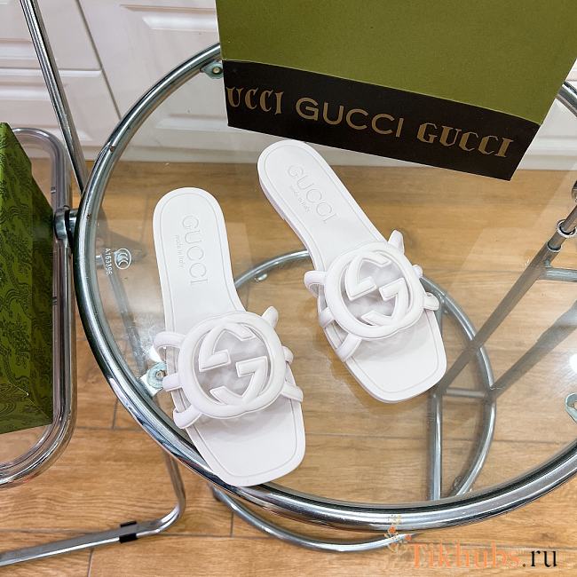 Gucci Rubber White Slides - 1