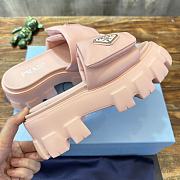 Prada Soft Padded Logo Plaque Platform Sandals Pink - 2