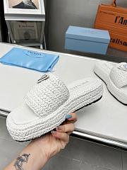 Prada Crochet Flat Slides White - 5