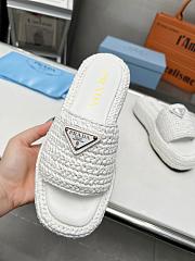 Prada Crochet Flat Slides White - 4