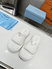 Prada Crochet Flat Slides White - 2