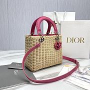 Dior Lady Bag Pink Wicker 24cm - 3