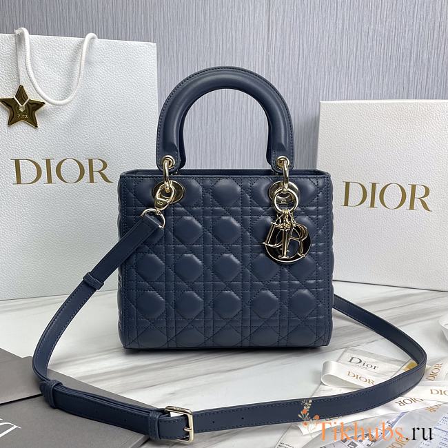 Dior Medium Lady Bag Navy Blue 24x20x11cm - 1