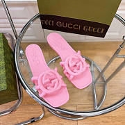 Gucci Rubber Pink Slides - 1