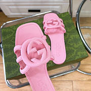 Gucci Rubber Pink Slides - 4