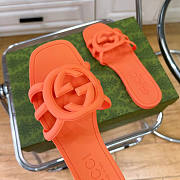 Gucci Rubber Orange Slides - 4