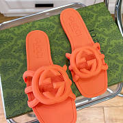 Gucci Rubber Orange Slides - 3