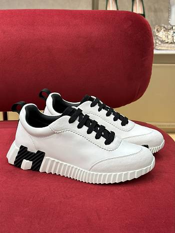 Hermes Bouncing Velvet Goatskin White Sneakers