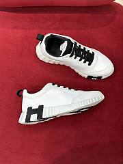 Hermes Bouncing Velvet Goatskin White Sneakers - 4