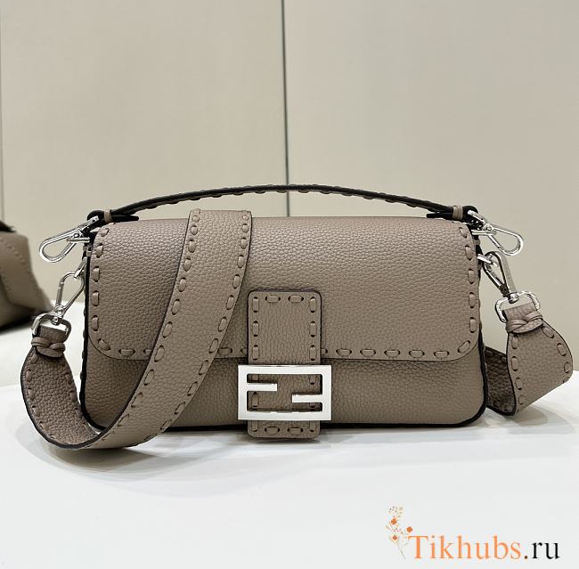 Fendi Baguette Dove Grey Selleria Bag 27x15x6cm - 1