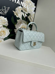 Chanel Top Handle Flap Bag Light Blue Gold 20cm - 4