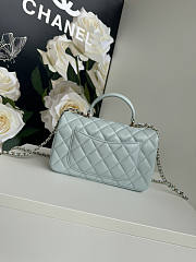 Chanel Top Handle Flap Bag Light Blue Gold 20cm - 3