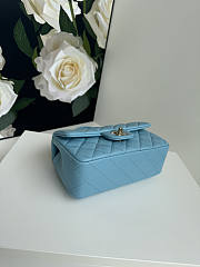 Chanel Top Handle Flap Bag Blue Gold 20cm - 6