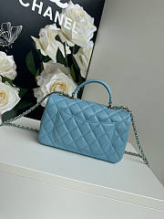 Chanel Top Handle Flap Bag Blue Gold 20cm - 3