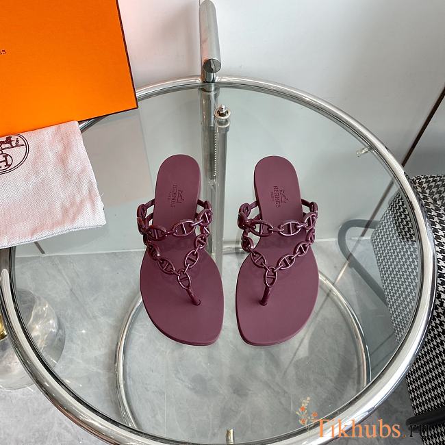 Hermes Red Wine Slides - 1