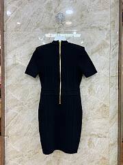 Balmain Short Fine Ribbed Knit Black Dress - 4