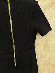 Balmain Short Fine Ribbed Knit Black Dress - 2