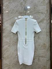 Balmain Short Fine Ribbed Knit White Dress - 4