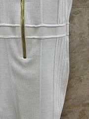 Balmain Short Fine Ribbed Knit White Dress - 3