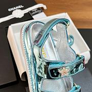 Chanel Blue Metallic Sandal  - 4