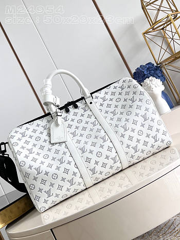 Louis Vuitton LV Keepall Bandoulière 50 G65 White 50 x 29 x 23 cm