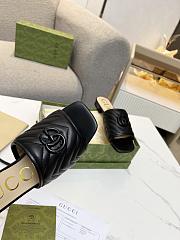 Gucci Black Leather Double G Slides - 5