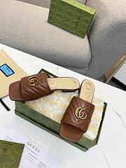 Gucci Brown Leather Double G Slides - 3