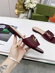 Gucci Women's Interlocking G Cut-out Slide Sandal Red Wine - 5
