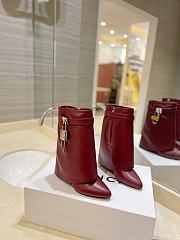 Givenchy Women's Shark Lock Ankle Red Wine Boots - 1