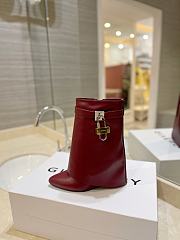 Givenchy Women's Shark Lock Ankle Red Wine Boots - 3