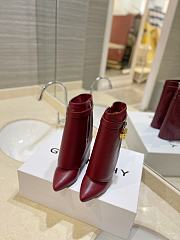 Givenchy Women's Shark Lock Ankle Red Wine Boots - 2