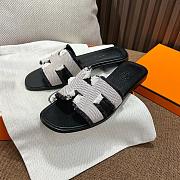 Hermes Oran Black White Slides - 3