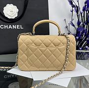 Chanel Top Handle Beige Silver Lambskin 20x14x7cm - 5