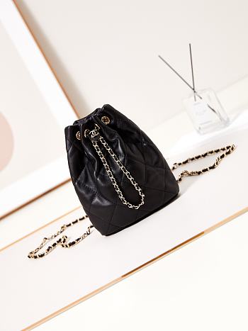 Chanel Backpack Gold Black Lambskin 22x17x7.5cm