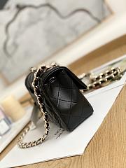 Chanel Flap Bag Gold Lambskin Black 20cm - 5