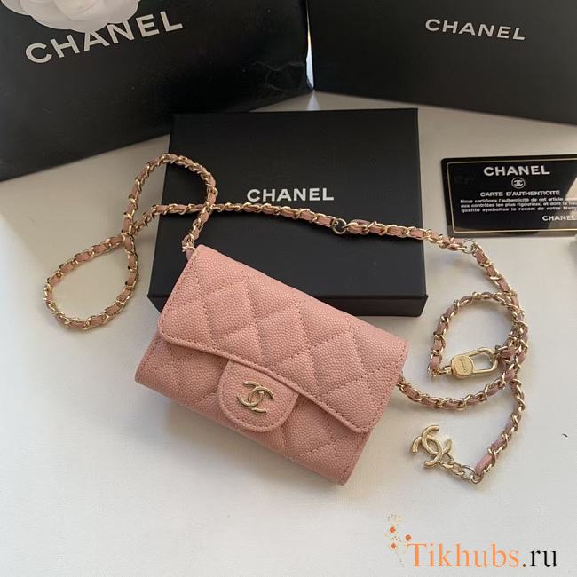 Chanel chian wallet pearl pink - 1