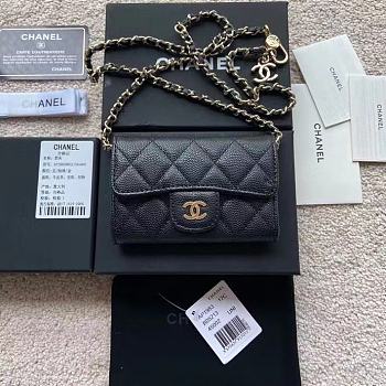 Chanel Wallet Black Gold Caviar Chain 11x7cm