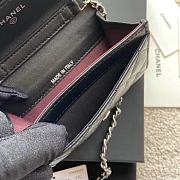 Chanel Wallet Black Silver Lambskin Chain 11x7cm - 5