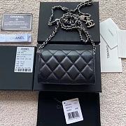 Chanel Wallet Black Silver Lambskin Chain 11x7cm - 4