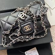 Chanel Wallet Black Silver Lambskin Chain 11x7cm - 3