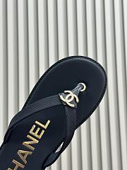 Chanel Fabric Thong Sandals Black Gold - 2