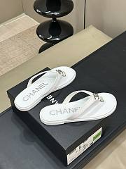 Chanel Fabric Thong Sandals White Silver - 3