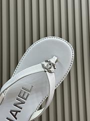 Chanel Fabric Thong Sandals White Silver - 4